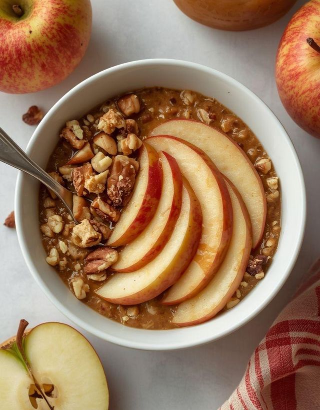 Oatmeal with Apple and Nut Butter (Lighter Version)