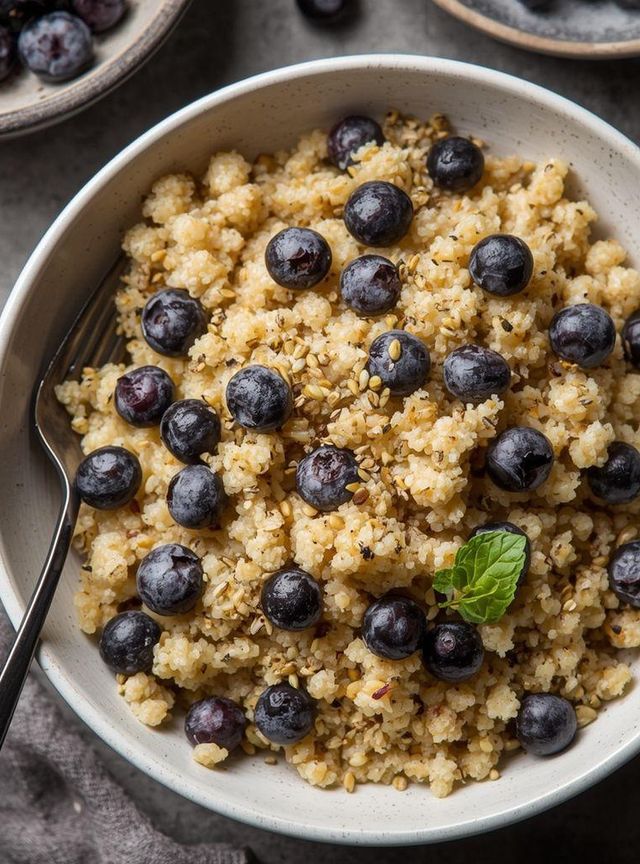 Manna Couscous with Sesame and Blueberries