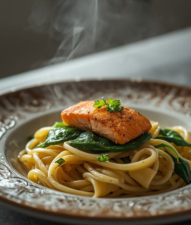 Pasta with Spinach and Salmon
