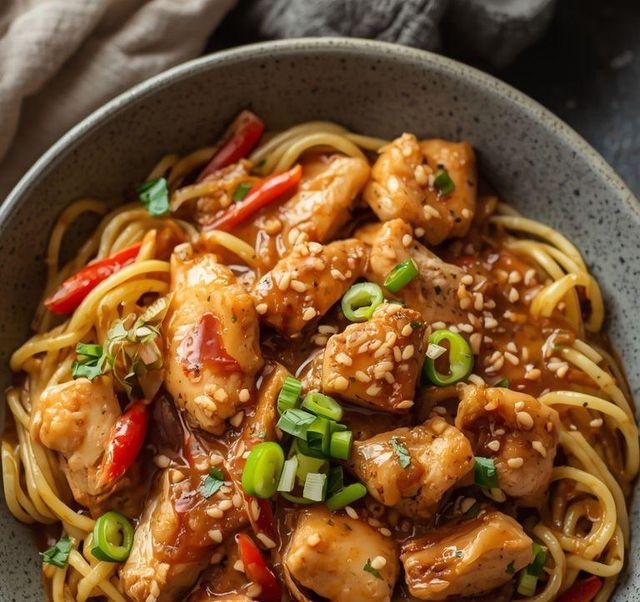 Chicken in Asian Sauce with Noodles