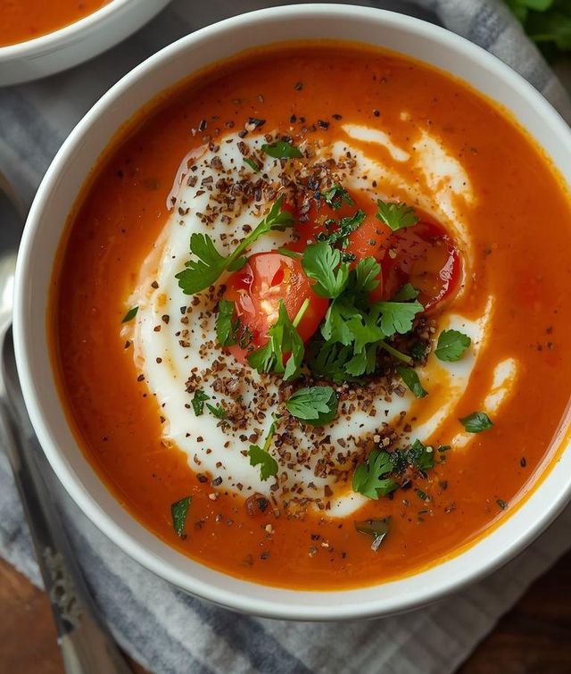Tomatensuppe mit Brunnenkresse