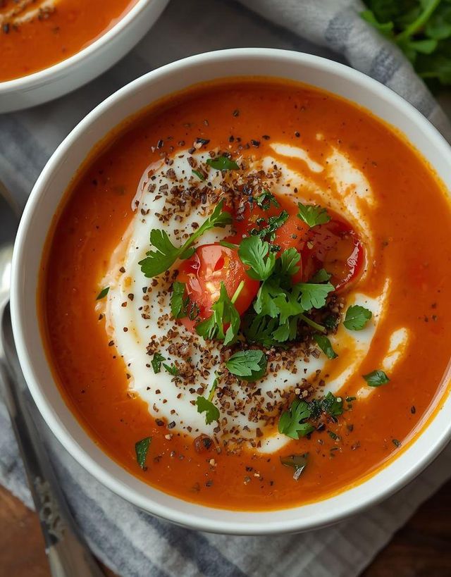Tomatensuppe mit Brunnenkresse