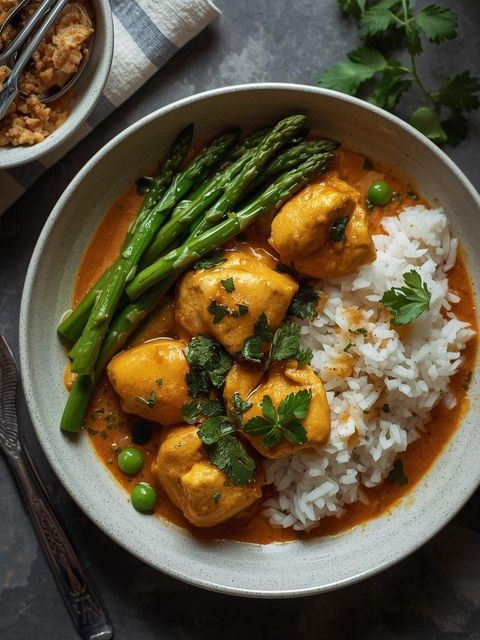 Kurczak curry z fasolką szparagową
