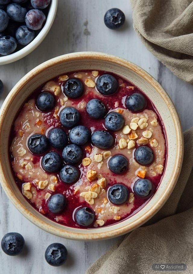 Haferflocken mit Blaubeeren (laktosefreie Version)