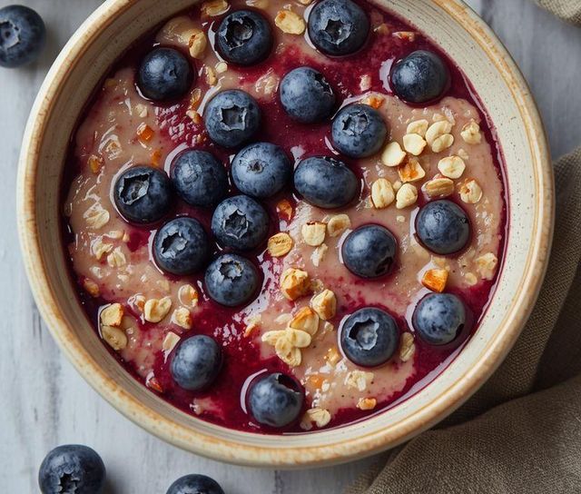 Haferflocken mit Blaubeeren (laktosefreie Version)
