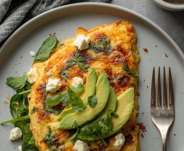 Spinat-Avocado-Feta Omelett