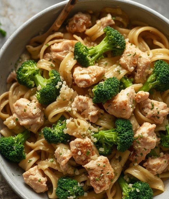 Nudeln mit Hähnchen und Brokkoli
