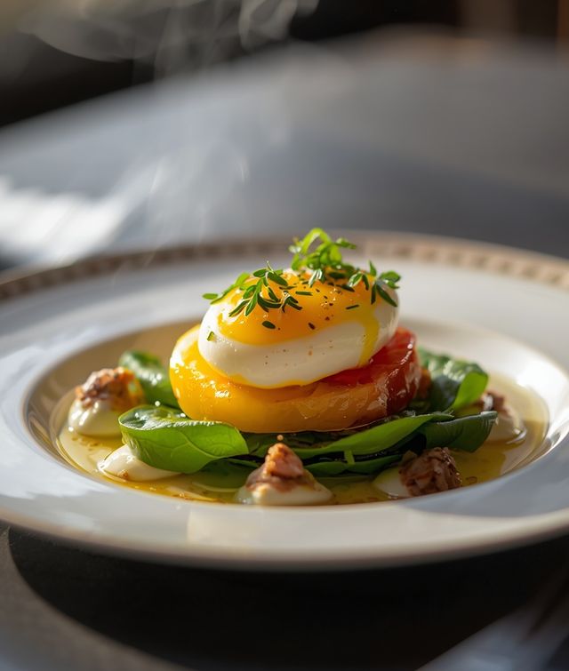 Caprese Salad with Spinach and Egg