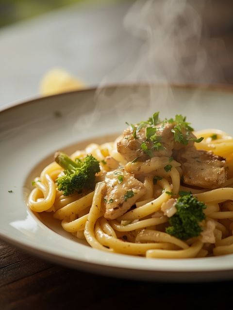 Makaron z kurczakiem i brokułem (wersja bezglutenowa)