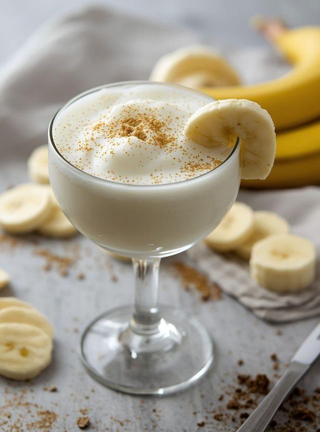 Koktajl bananowy z twarogiem i mlekiem