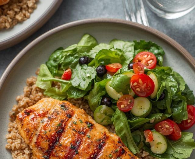 Chicken breast with buckwheat and salad