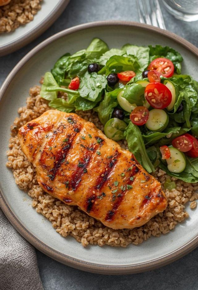 Chicken breast with buckwheat and salad