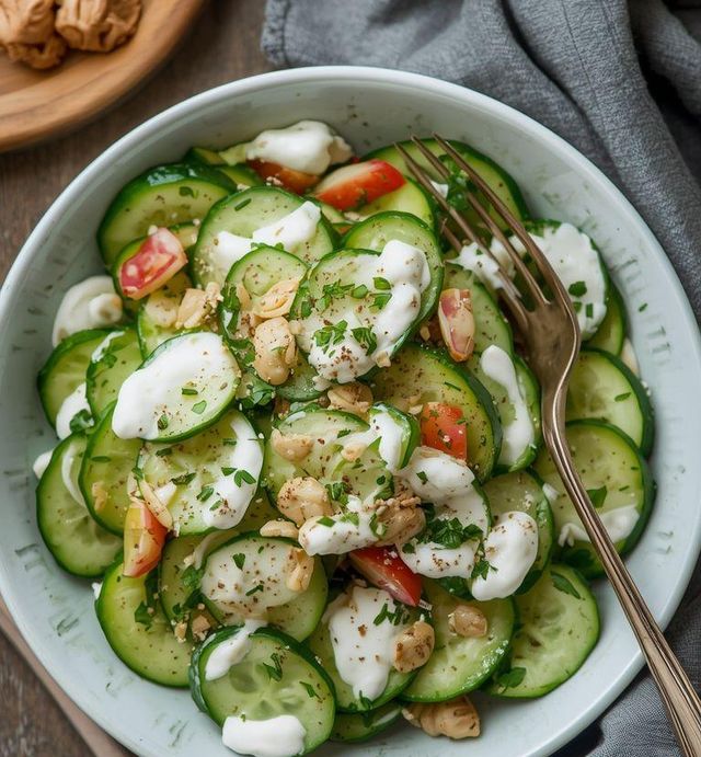 Natürlicher Gurkensalat mit Joghurt