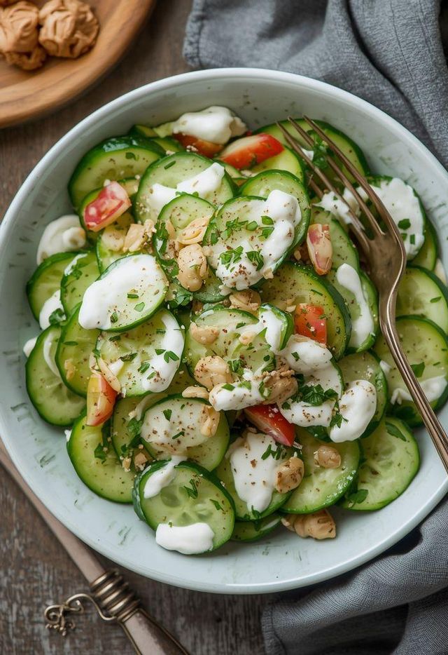Natürlicher Gurkensalat mit Joghurt