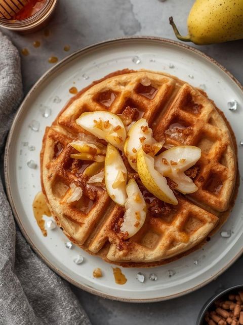 Wafle ryżowe z miodem i gruszką
