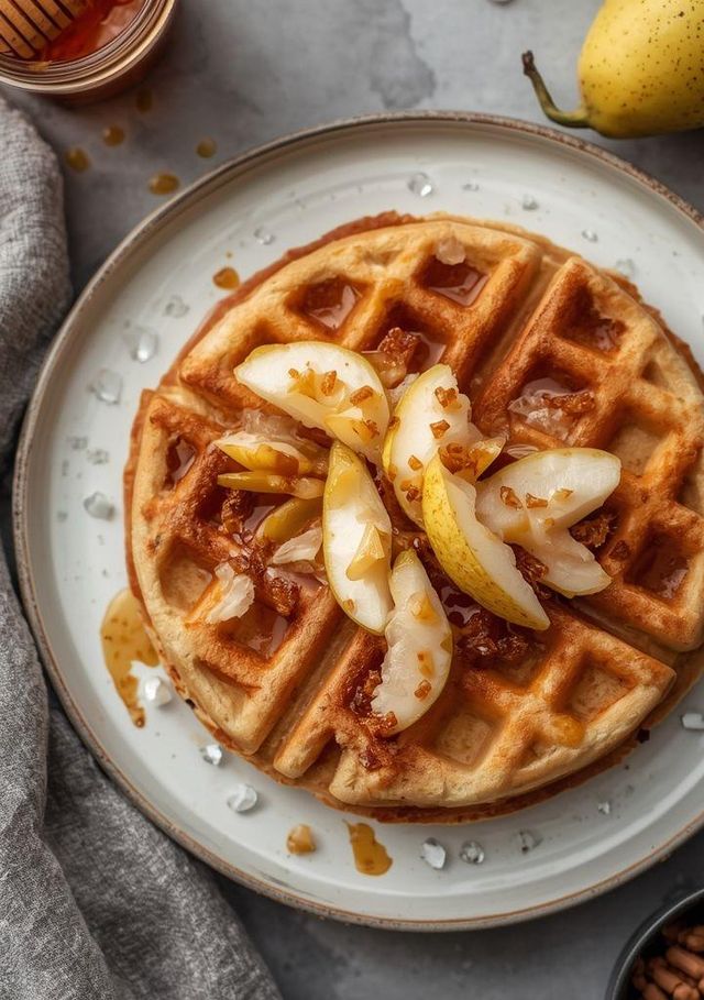 Reiswaffeln mit Honig und Birne