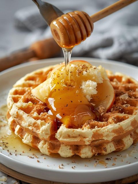 Wafle ryżowe z miodem i jabłkiem