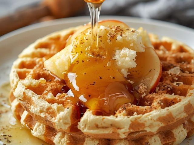 Reiswaffeln mit Honig und Apfel