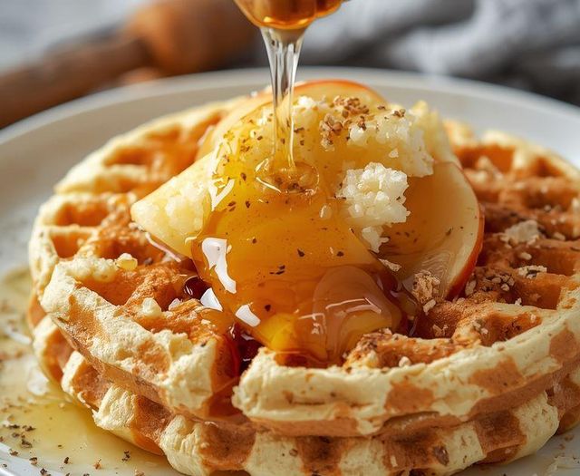 Reiswaffeln mit Honig und Apfel