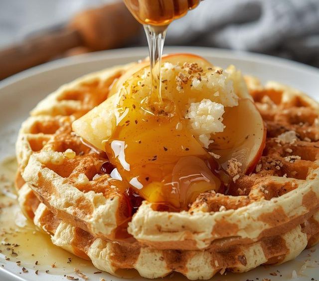 Reiswaffeln mit Honig und Apfel
