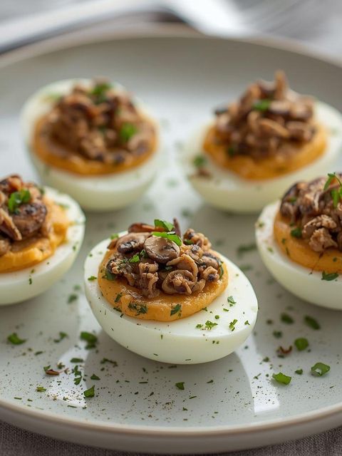 Eggs stuffed with mushrooms