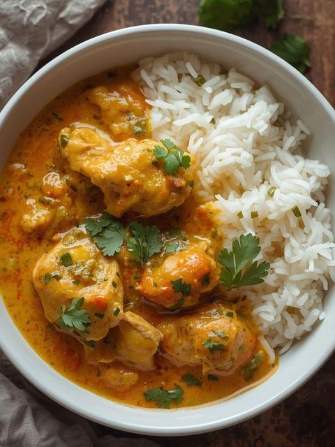 Kurczak curry z ryżem