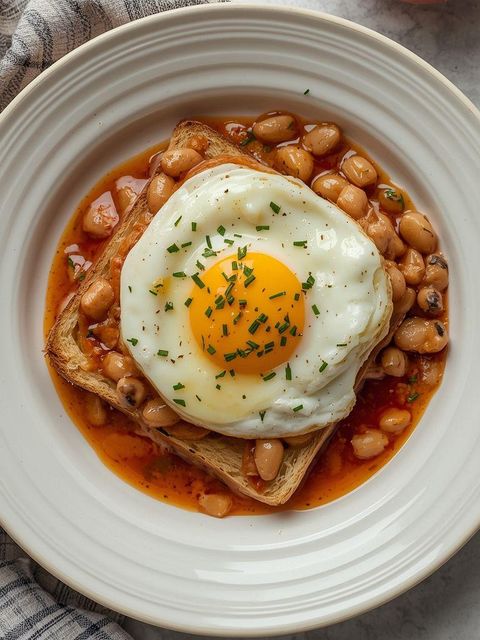 Coddled Egg with Beans and Toast