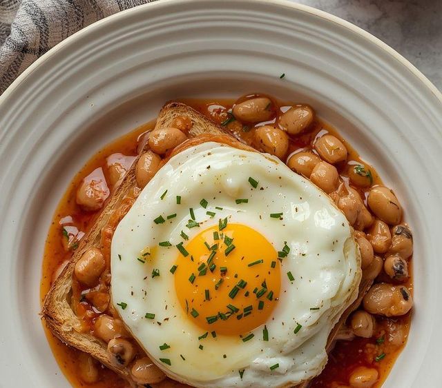 Coddled Egg with Beans and Toast