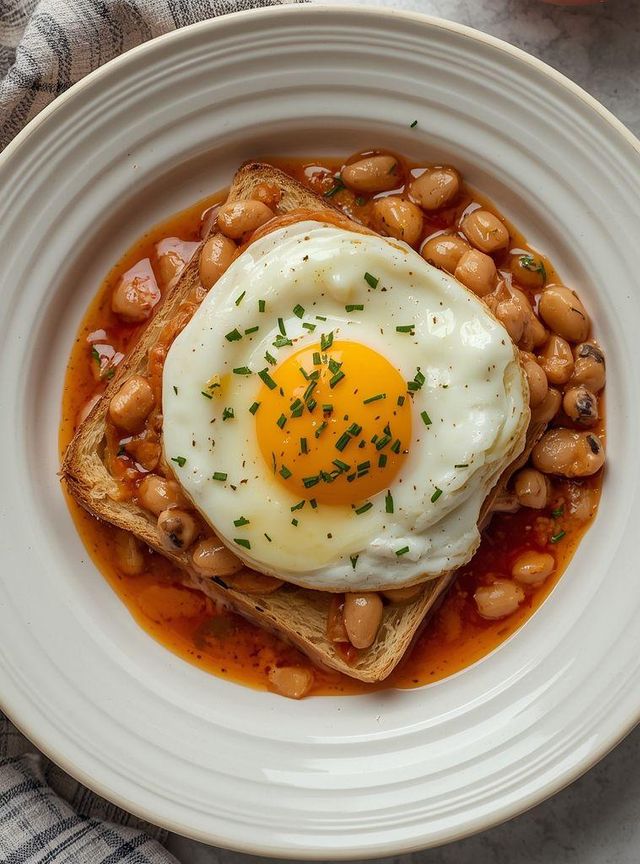 Coddled Egg with Beans and Toast