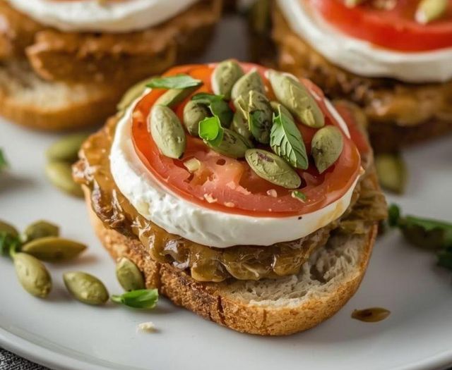 Mozzarella-Sandwiches mit Sonnenblumenkernen und Tomate