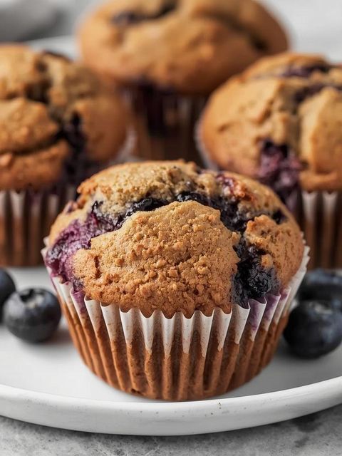 Jagodowe muffiny z otrębami