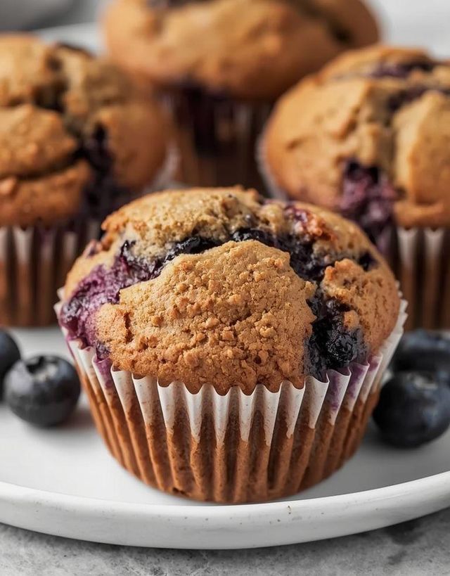 Jagodowe muffiny z otrębami