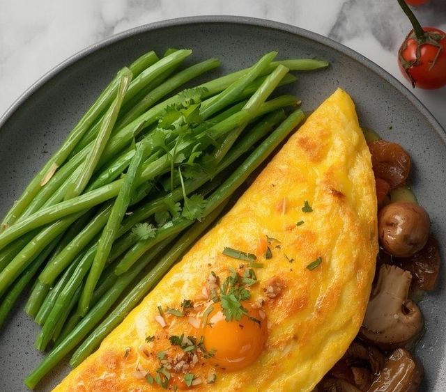 Omlet z pieczarkami i warzywami