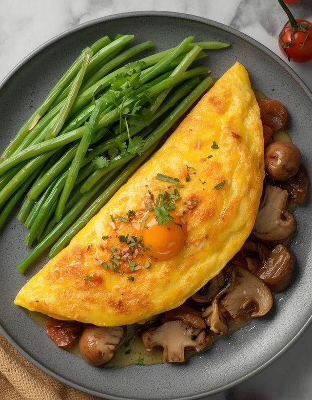 Omlet z pieczarkami i warzywami