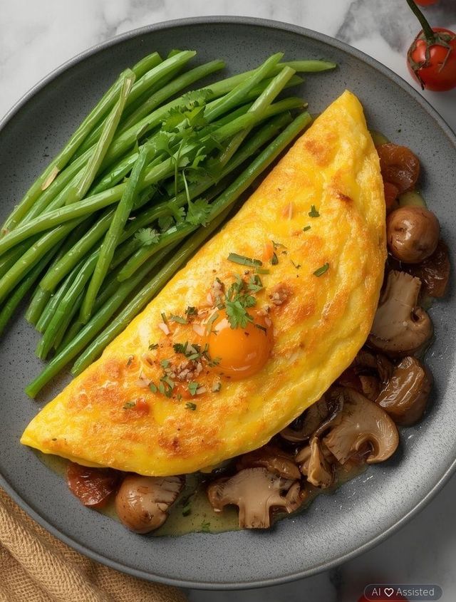 Omlet z pieczarkami i warzywami