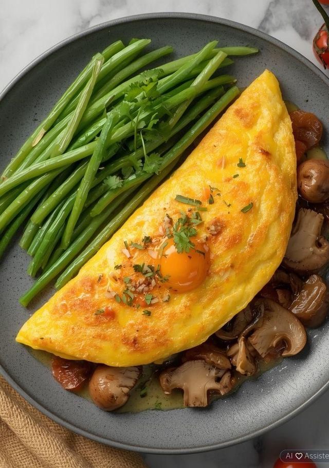 Omlet z pieczarkami i warzywami