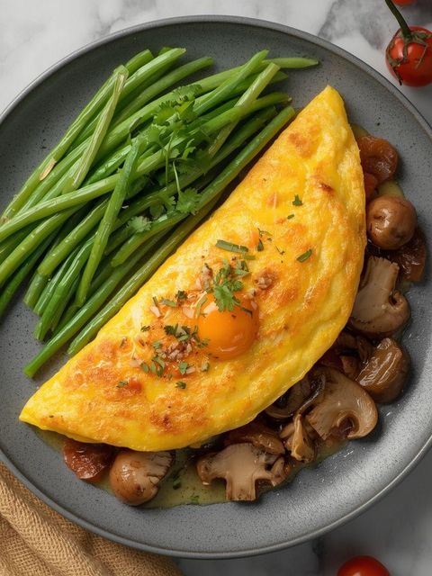 Omlet z pieczarkami i warzywami