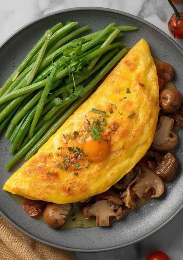 Omlet z pieczarkami i warzywami