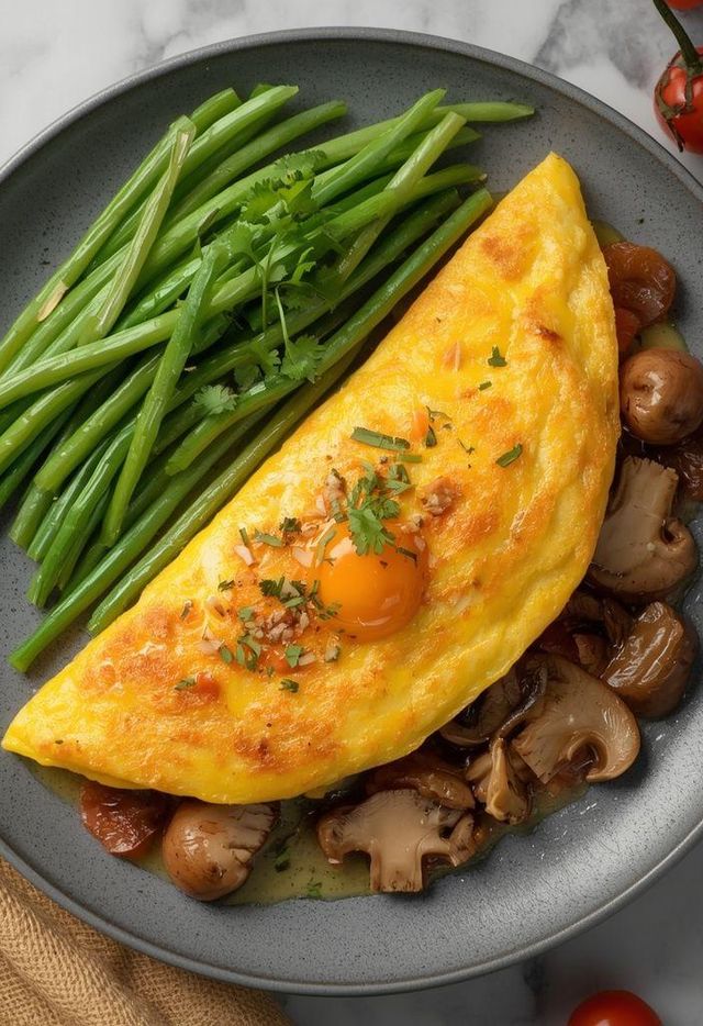 Omelette with Mushrooms and Vegetables