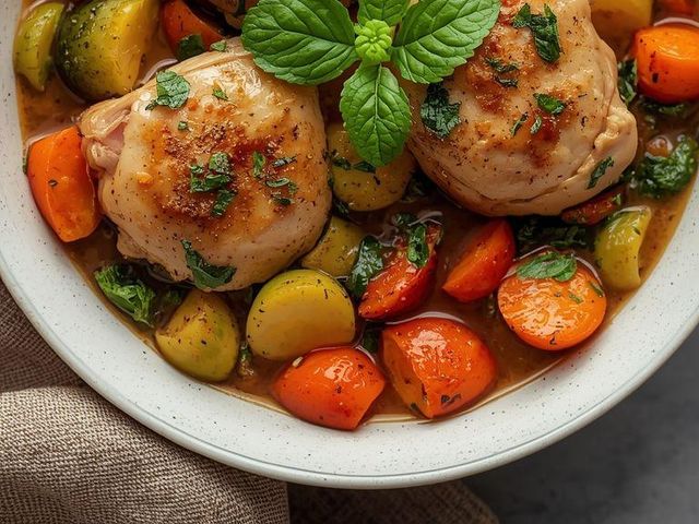 Chicken in Mint Sauce with Vegetables