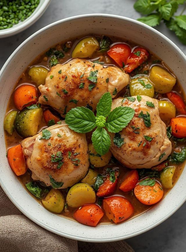 Chicken in Mint Sauce with Vegetables