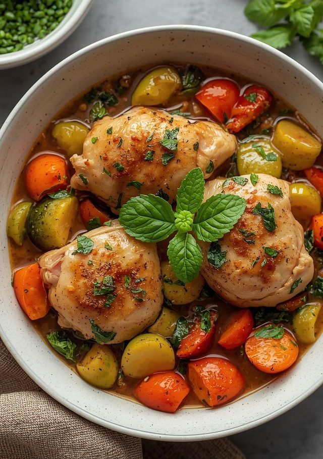 Chicken in Mint Sauce with Vegetables