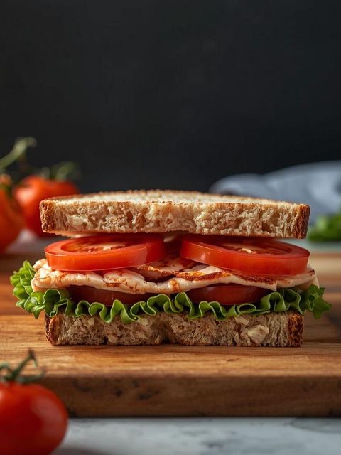 Sandwich mit Truthahn- und Tomatenscheiben