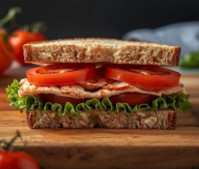 Sandwich mit Truthahn- und Tomatenscheiben