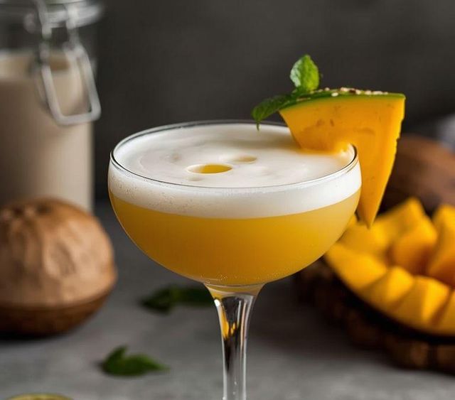 Mango, Coconut Milk, and Chia Cocktail