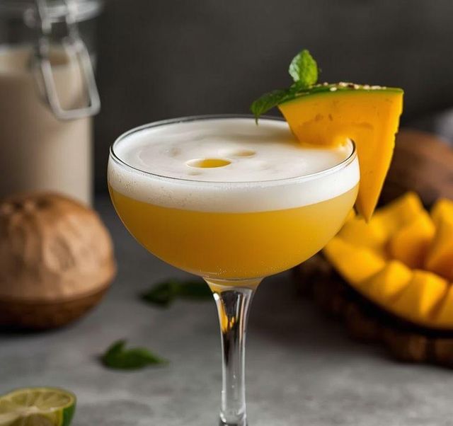 Mango, Coconut Milk, and Chia Cocktail