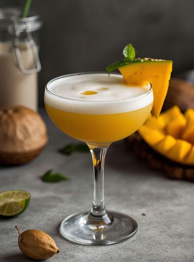 Mango, Coconut Milk, and Chia Cocktail