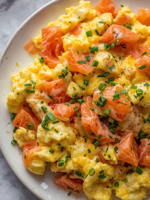 Smoked Salmon Scrambled Eggs with Chives