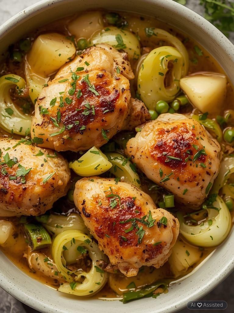 Hähnchen mit Lauch