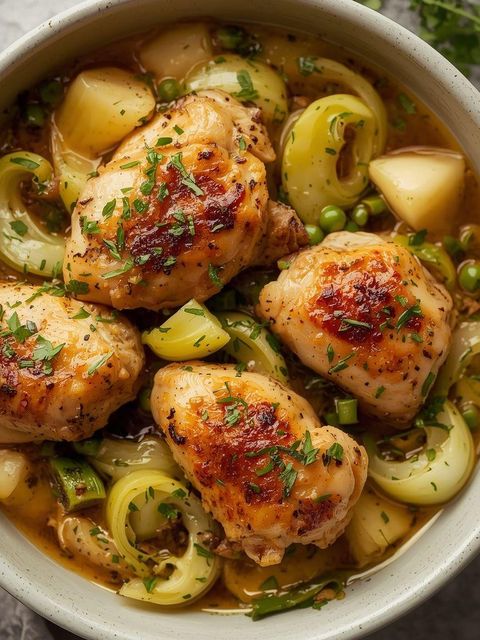 Hähnchen mit Lauch